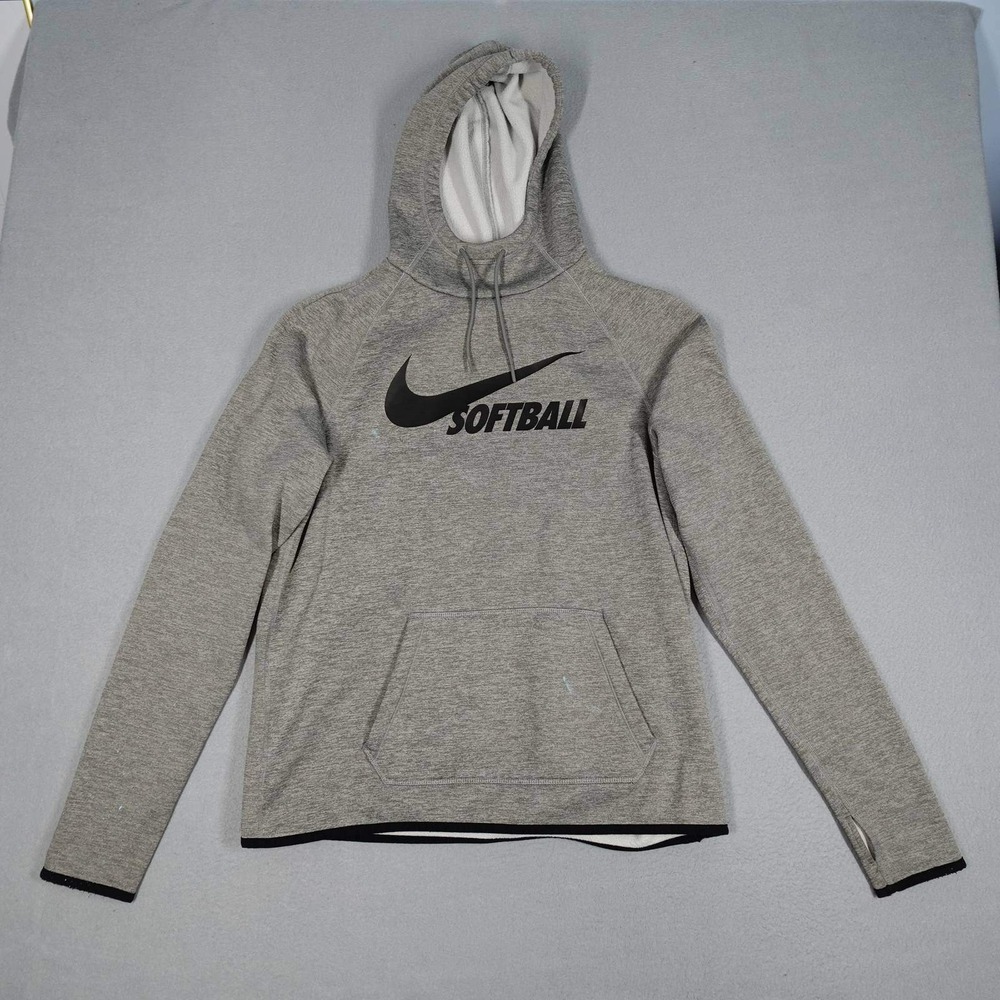 Nike Hoodie Women Medium Gray Softball AV6638-063 Pullover Swoosh Activewear